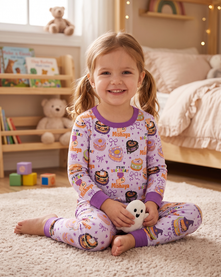 Custom Halloween Birthday Bamboo Two Piece Long Sleeve Pajama Set