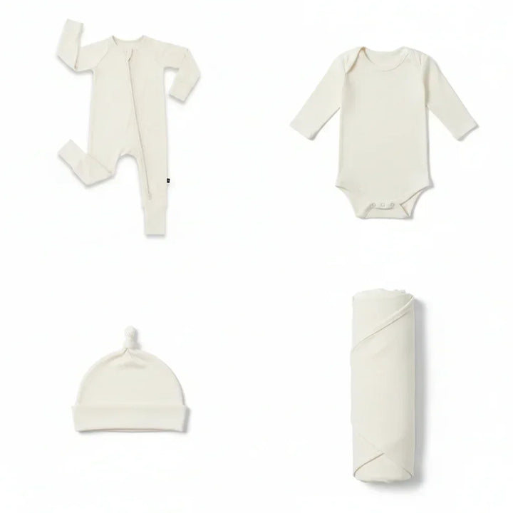 Willkommen in unserem World Set (1 langer Strampler mit Reißverschluss + 1 Body + 1 Pucktuch + 1 Knotenmütze)