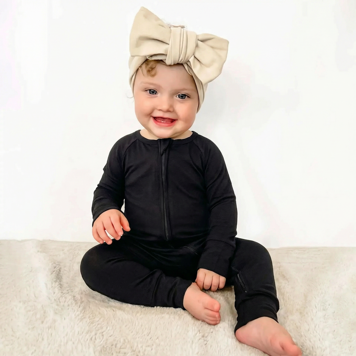 Convertible Zippered Romper in Black