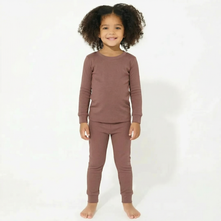 Two Piece Pajama Set In Dark Chestnut