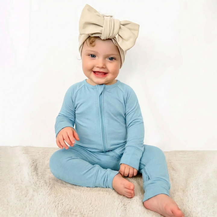 Convertible Zippered Romper in Light Blue