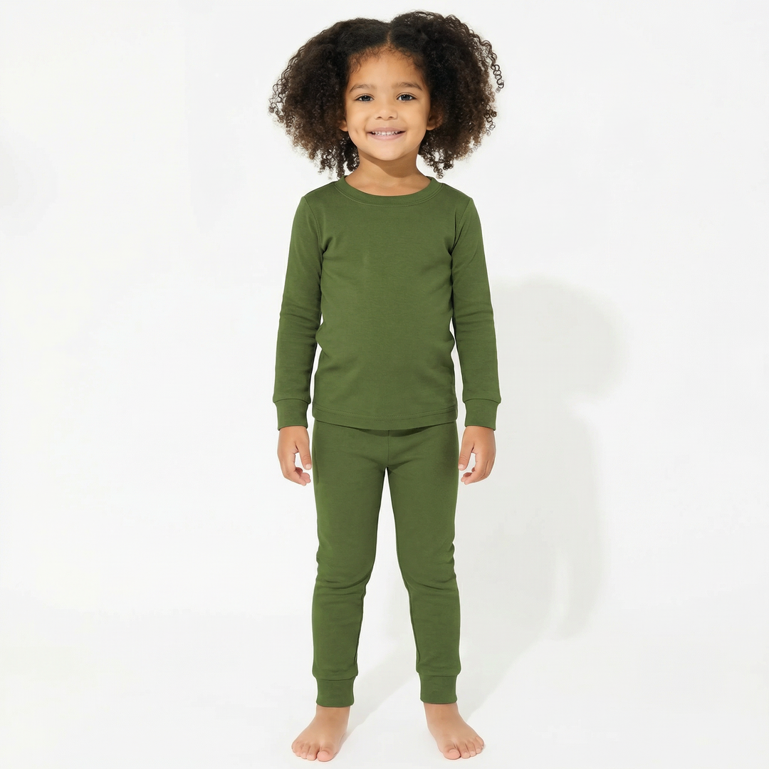 Two Piece Pajama Set In Dark Olive Green