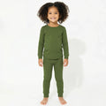 Conjunto de pijama de dos piezas de bambú en verde oliva oscuro