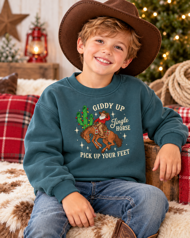 Jingle Horse Embroidered Bamboo Crewneck Sweatshirt