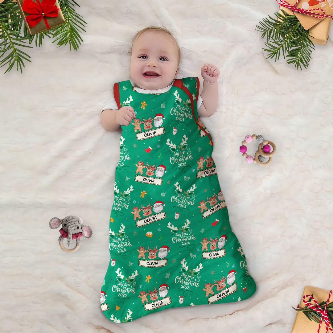 Benutzerdefinierter Name "My Deer First's Christmas" für Mädchen - Schlafsack