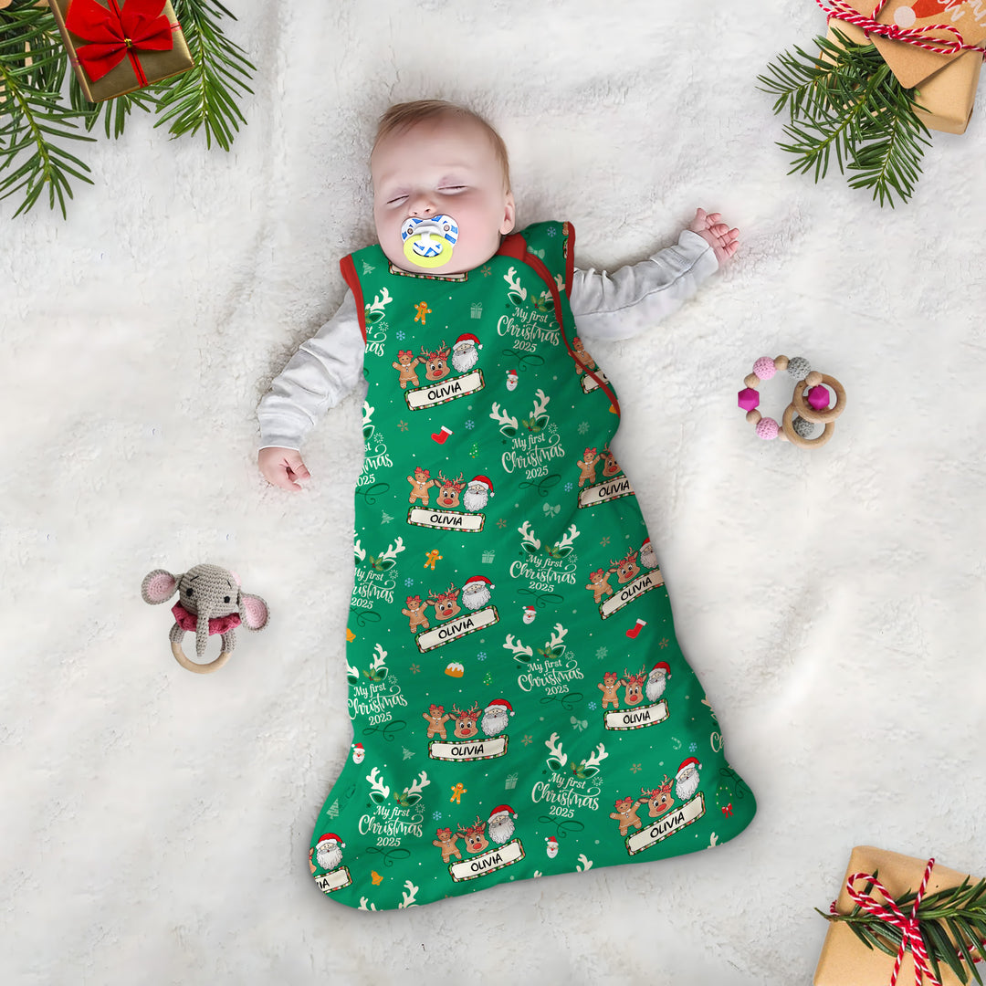 Benutzerdefinierter Name "My Deer First's Christmas" für Mädchen - Schlafsack