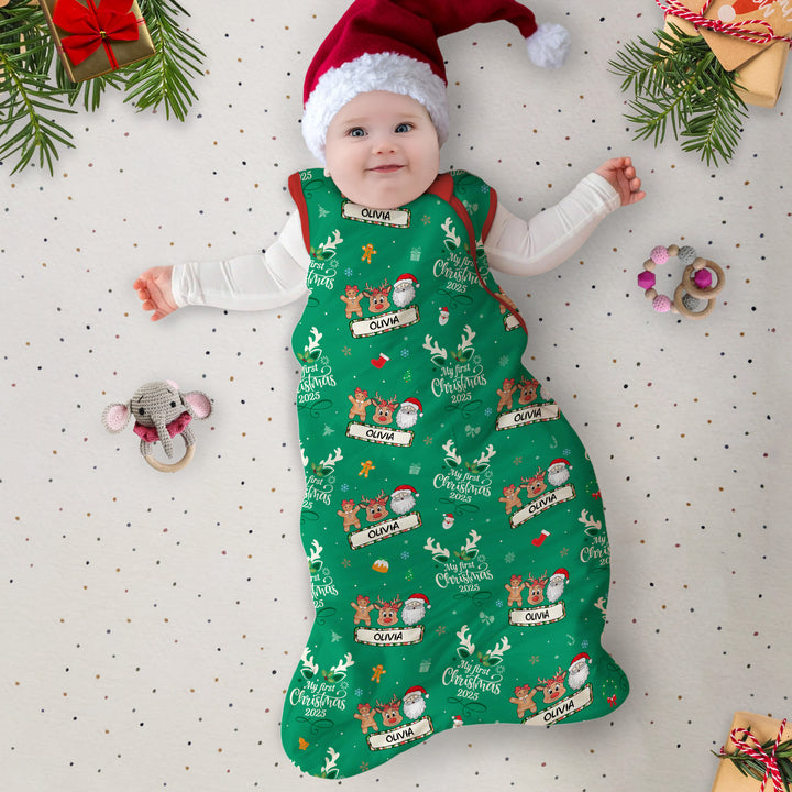 Benutzerdefinierter Name "My Deer First's Christmas" für Mädchen - Schlafsack