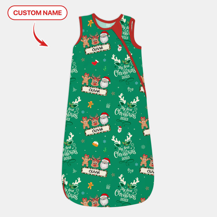 Benutzerdefinierter Name "My Deer First's Christmas" für Mädchen - Schlafsack