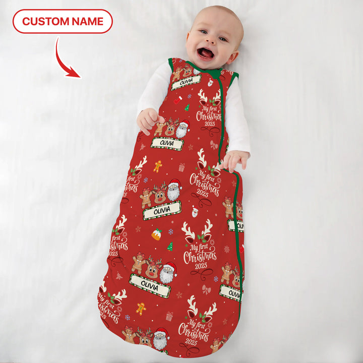 Benutzerdefinierter Name "My Deer First's Christmas" für Mädchen - Schlafsack