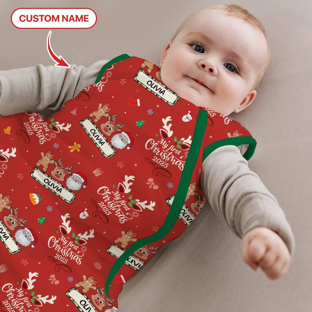 Benutzerdefinierter Name "My Deer First's Christmas" für Mädchen - Schlafsack