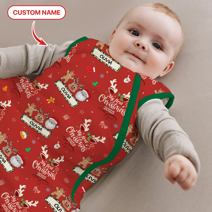 Benutzerdefinierter Name "My Deer First's Christmas" für Mädchen - Schlafsack