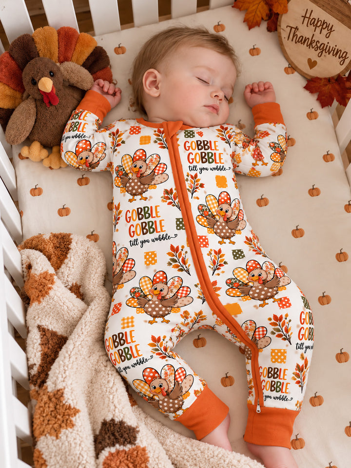Gobble Gobble Turkey Fall Florals Bamboo Convertible Zippy