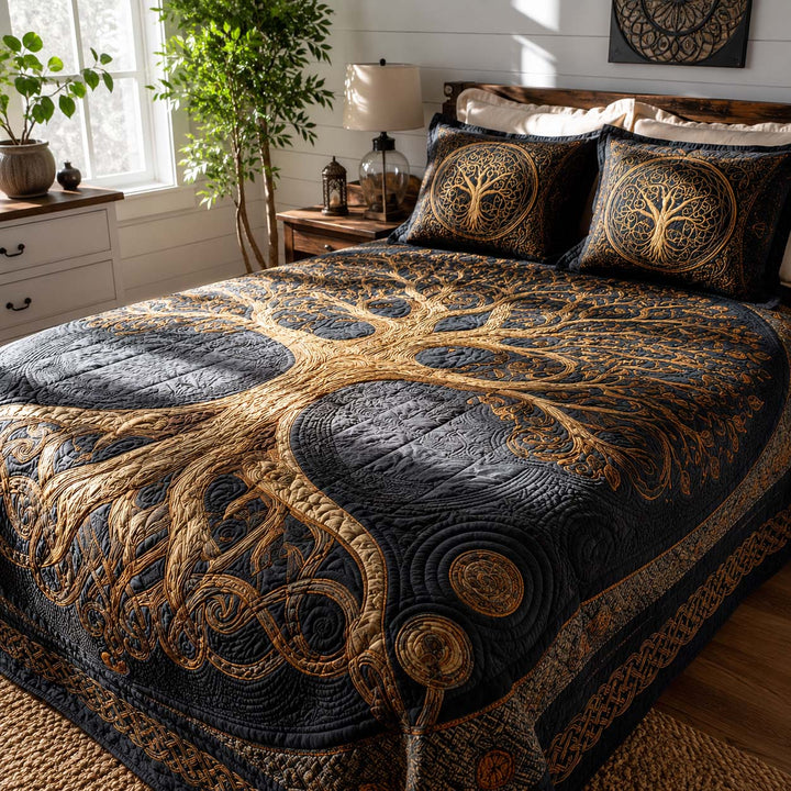 Golden Roots Bamboo Quilt Bedding Set