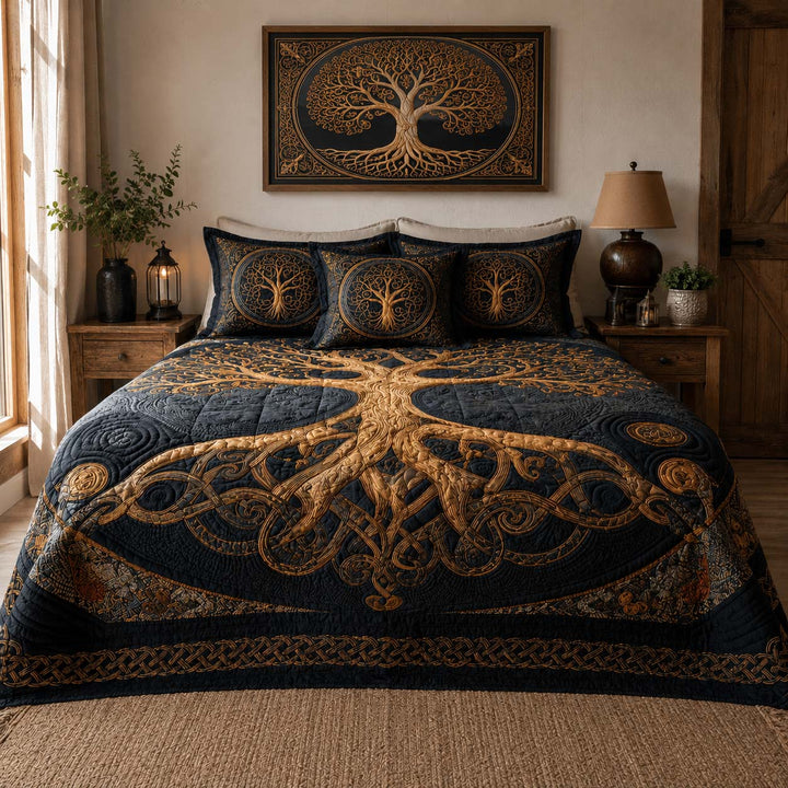 Golden Roots Bamboo Quilt Bedding Set