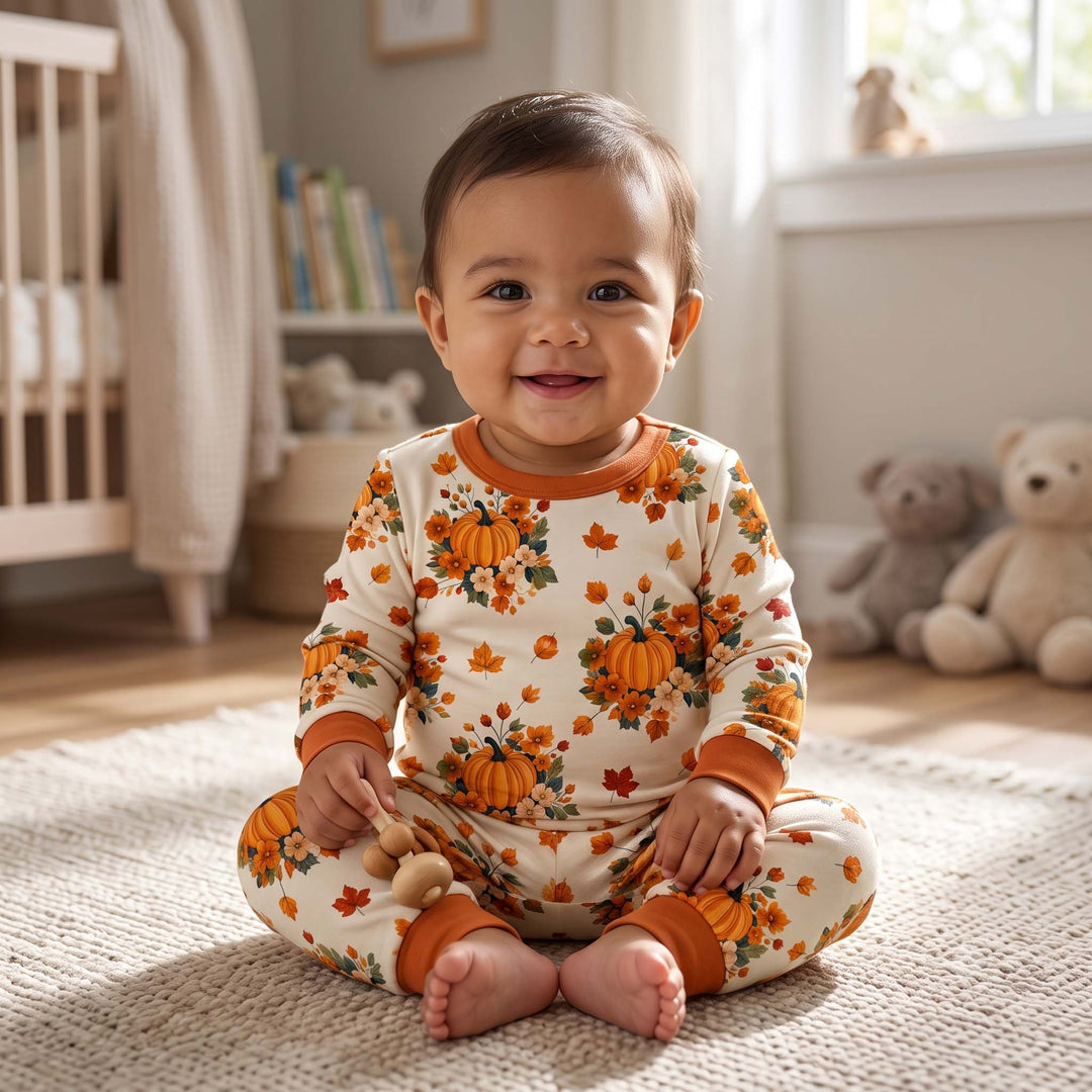 Golden Autumn Days Bamboo Two Piece Long Sleeve Pajama Set