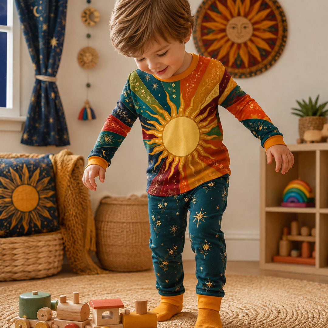 Golden Desert Sunrise Bamboo Two Piece Long Sleeve Pajama Set