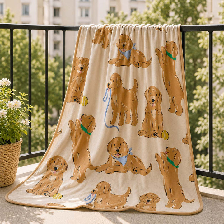 Golden Puppy Playtime Bamboo Blanket