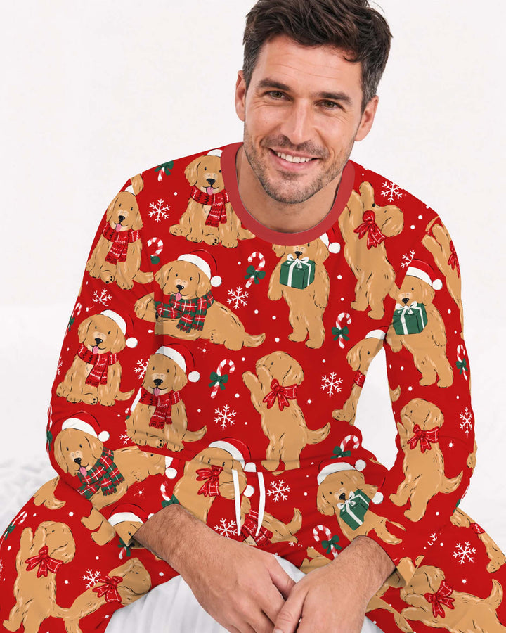 Golden Retriever Christmas Cheer Bamboo Men's Pajama Set