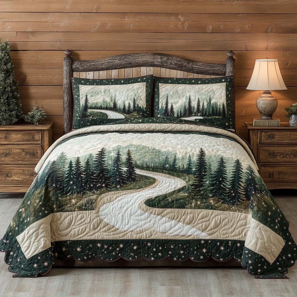 Green Forest Harmony Bamboo Quilt Bedding Set