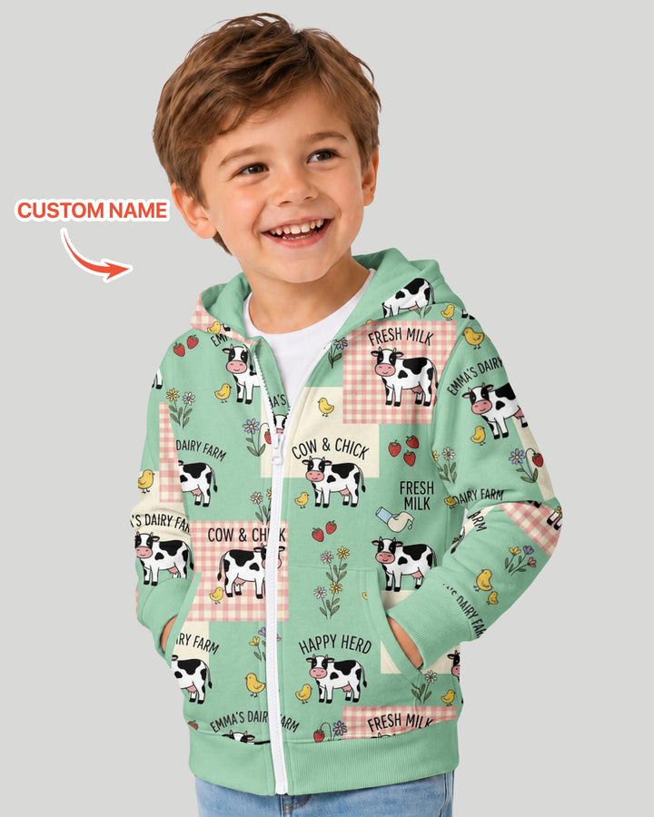 Custom Name Minty Farm And A Tiny Chick Bamboo Zip Hoodie