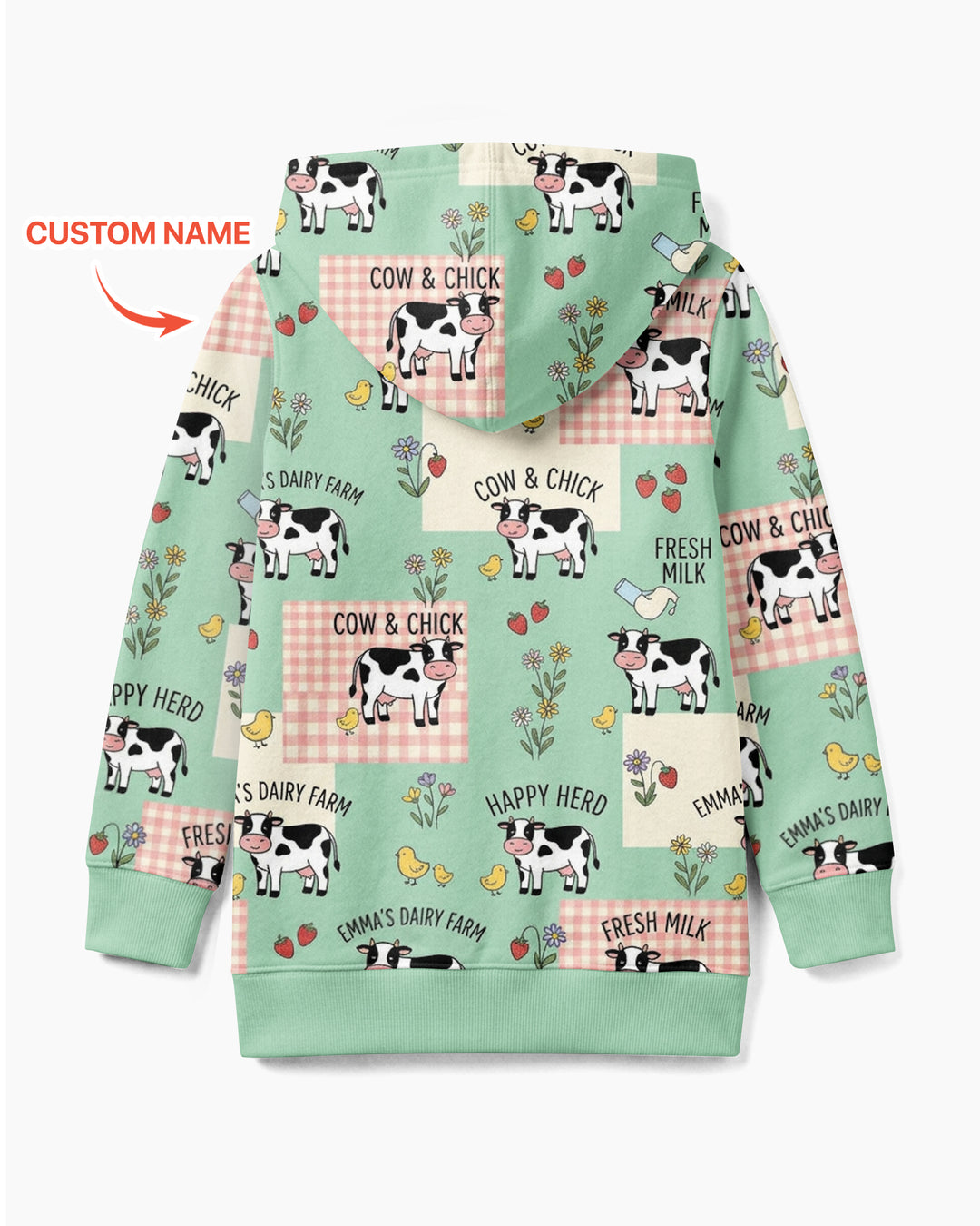 Custom Name Minty Farm And A Tiny Chick Bamboo Zip Hoodie