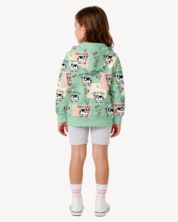 Custom Name Minty Farm And A Tiny Chick Bamboo Zip Hoodie