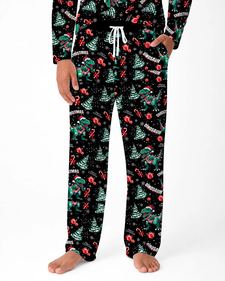 Dinosaur Raw Noel Bamboo Men's Pajama Set