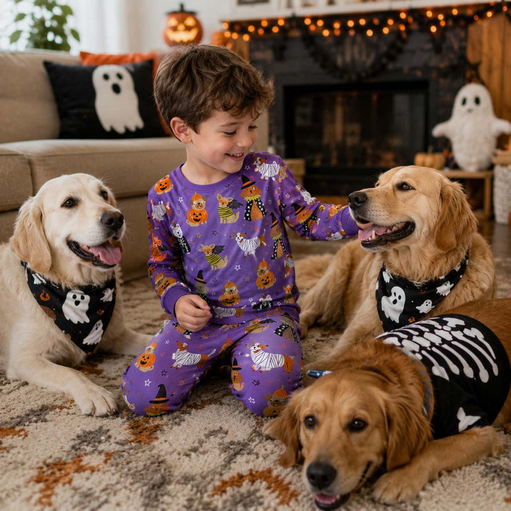 Halloween Costume Dogs Bamboo Two Piece Long Sleeve Pajama Set