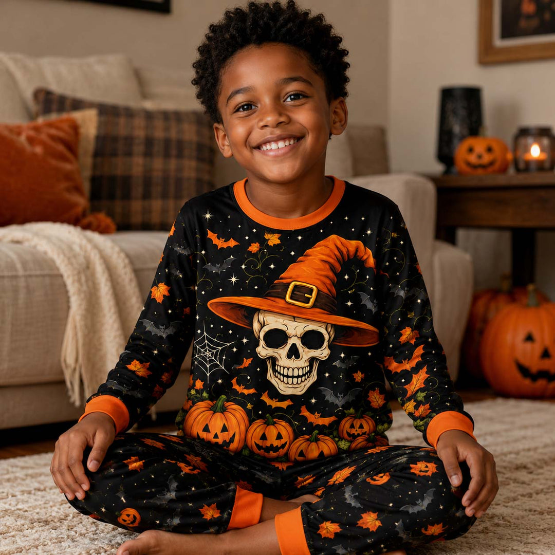 Halloween Skull Magic Bamboo Two Piece Long Sleeve Pajama Set