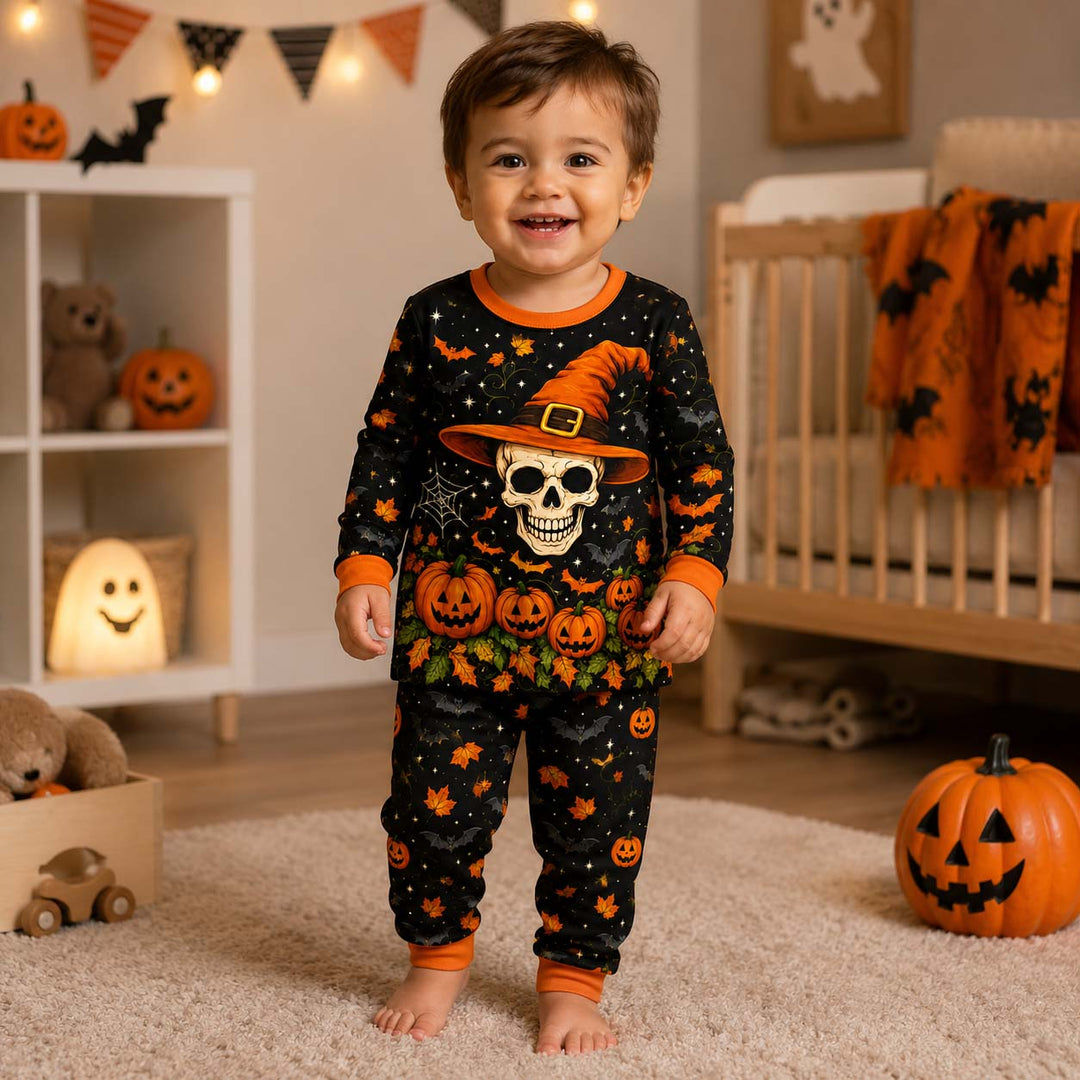Halloween Skull Magic Bamboo Two Piece Long Sleeve Pajama Set