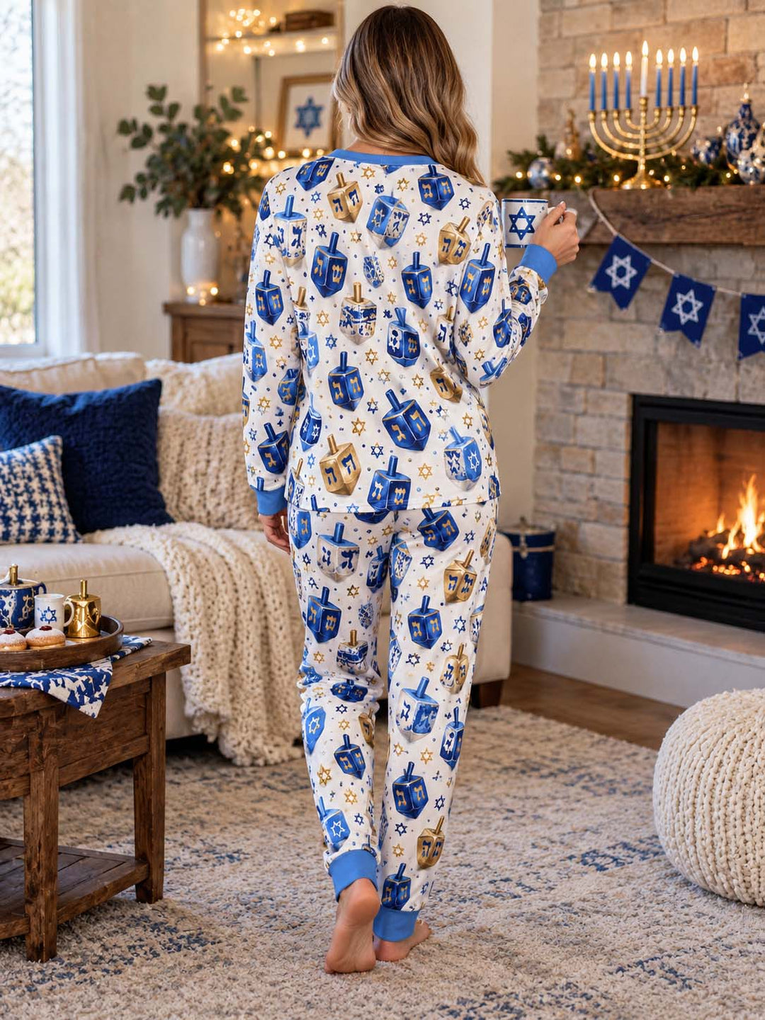 Hanukkah Dreidel Celebration Bamboo Women Pajama Set