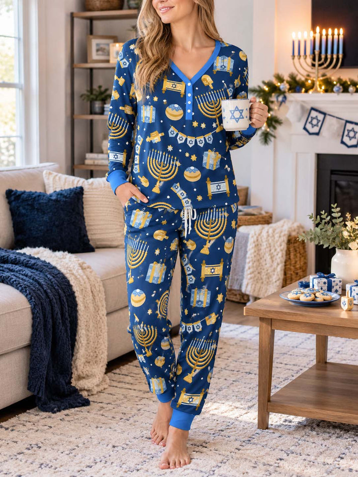 Hanukkah Festival of Lights Bamboo Women Pajama Set