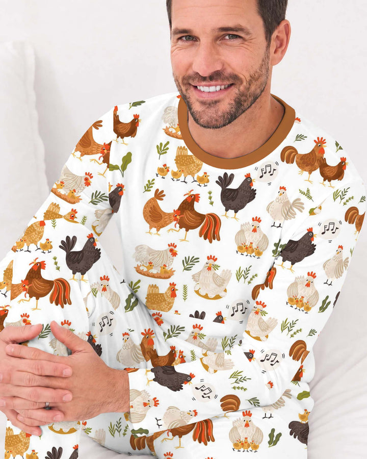 Happy Chicken Family Bamboo Men's Pajama Set