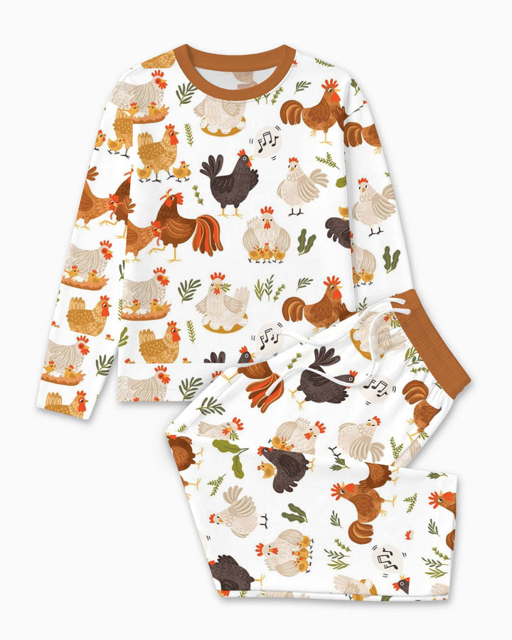 Happy Chicken Family Bamboo Men's Pajama Set