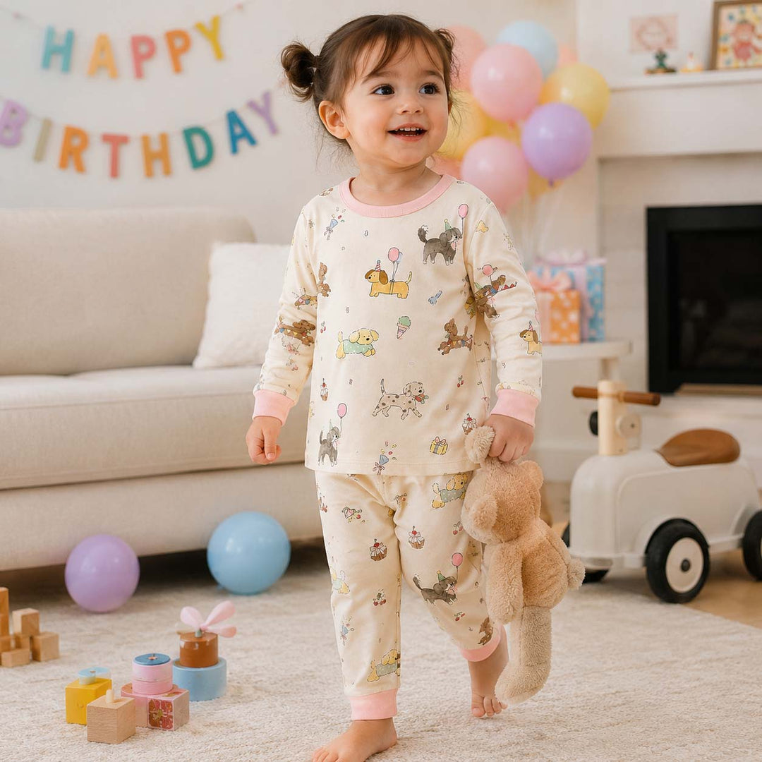 Happy Dog Parade Bamboo Two Piece Long Sleeve Pajama Set