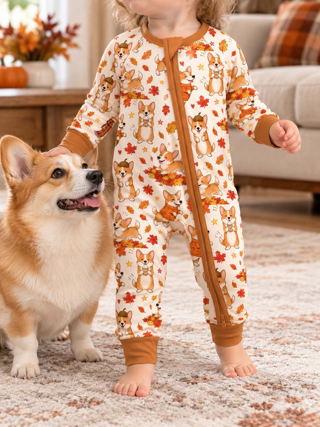 Happy Fall Corgis Bamboo Convertible Zippy
