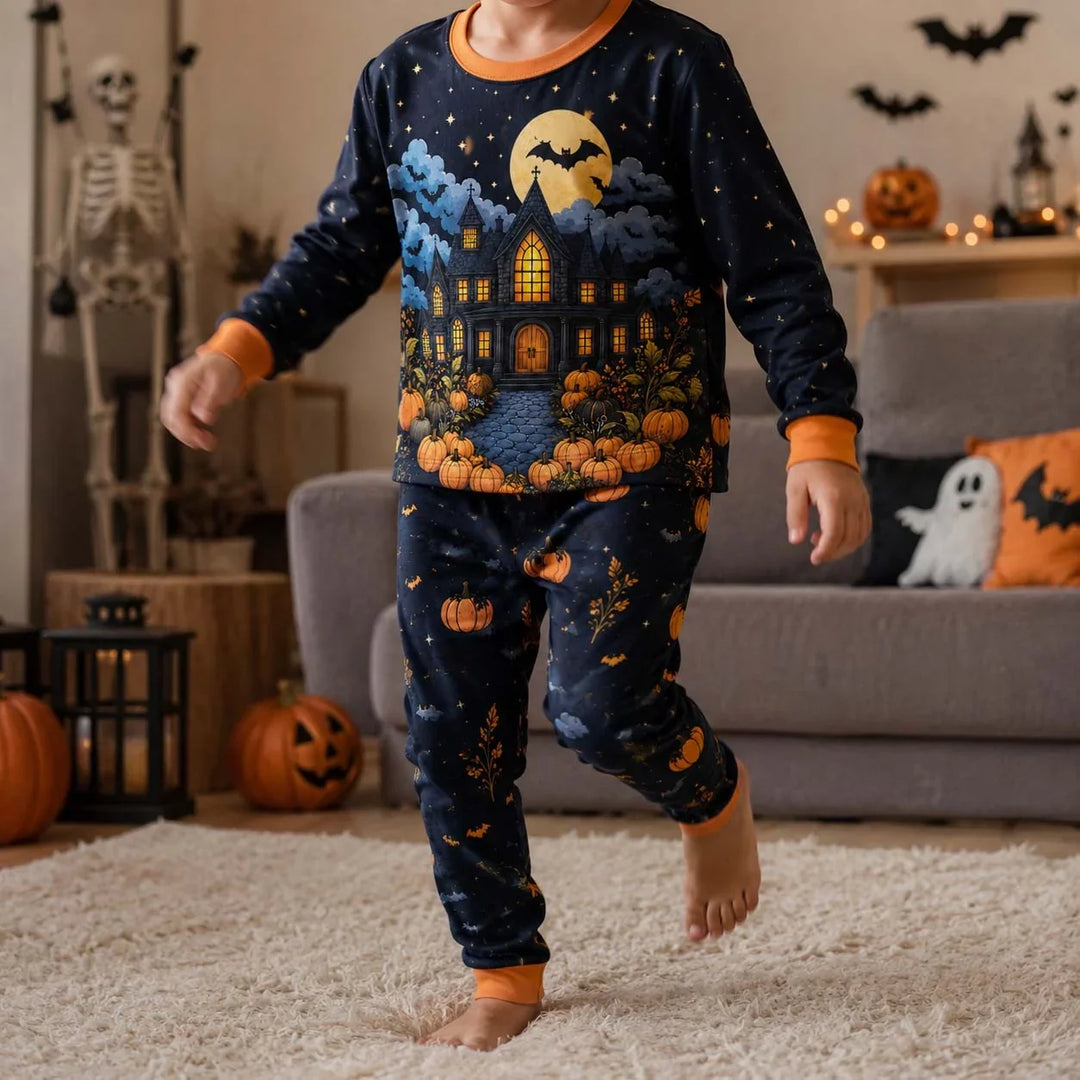 Haunted Manor Night Bamboo Two Piece Long Sleeve Pajama Set