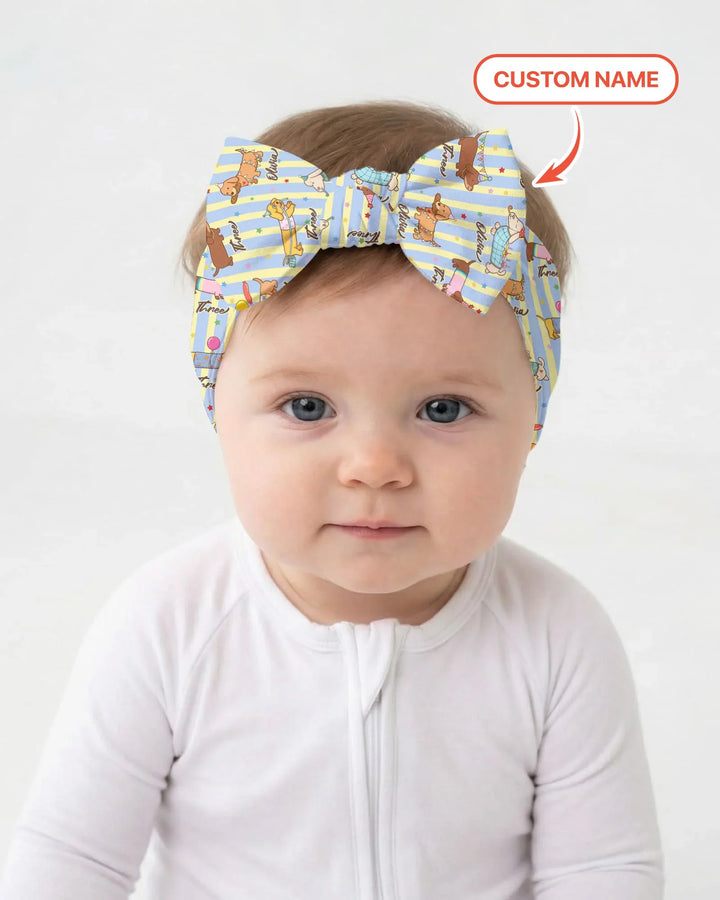Custom Name Birthday Dachshund Headband
