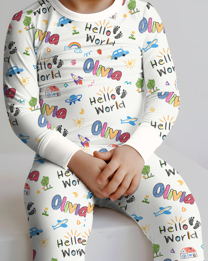 Zweiteiliges Langarm-Pyjama-Set mit Sommerfrüchten