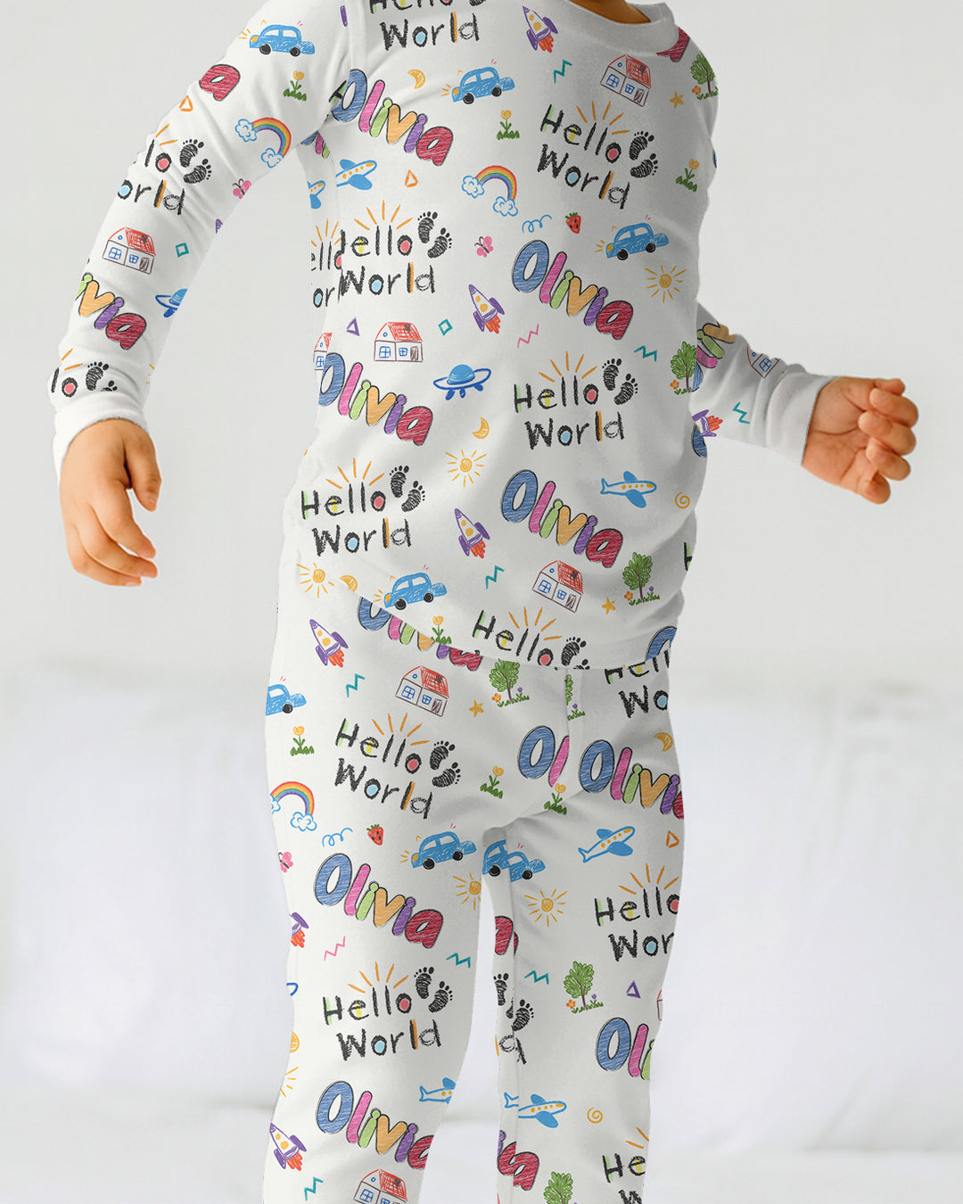Zweiteiliges Langarm-Pyjama-Set mit Sommerfrüchten