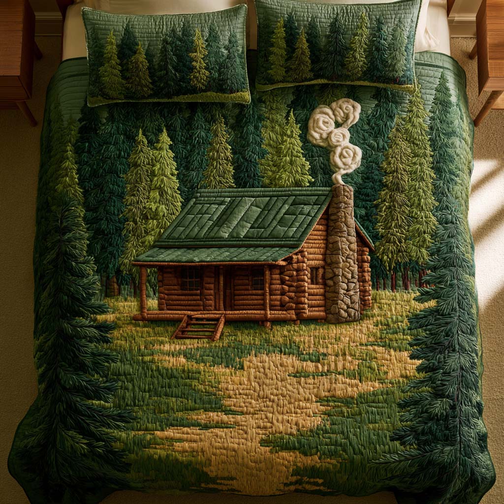 Hidden Forest Cabin Bamboo Quilt Bedding Set
