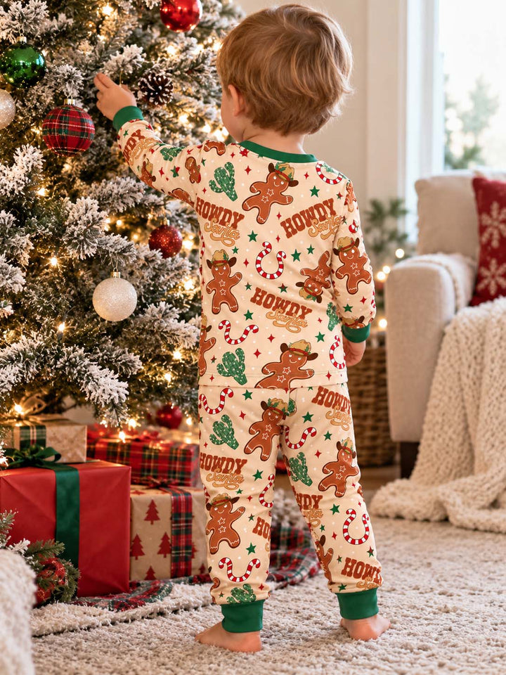 Howdy Santa Gingerbread Christmas Bamboo Two Piece Long Sleeve Pajama Set