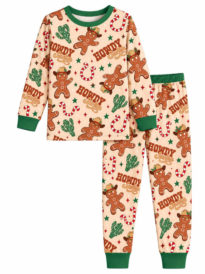 Howdy Santa Gingerbread Christmas Bamboo Two Piece Long Sleeve Pajama Set