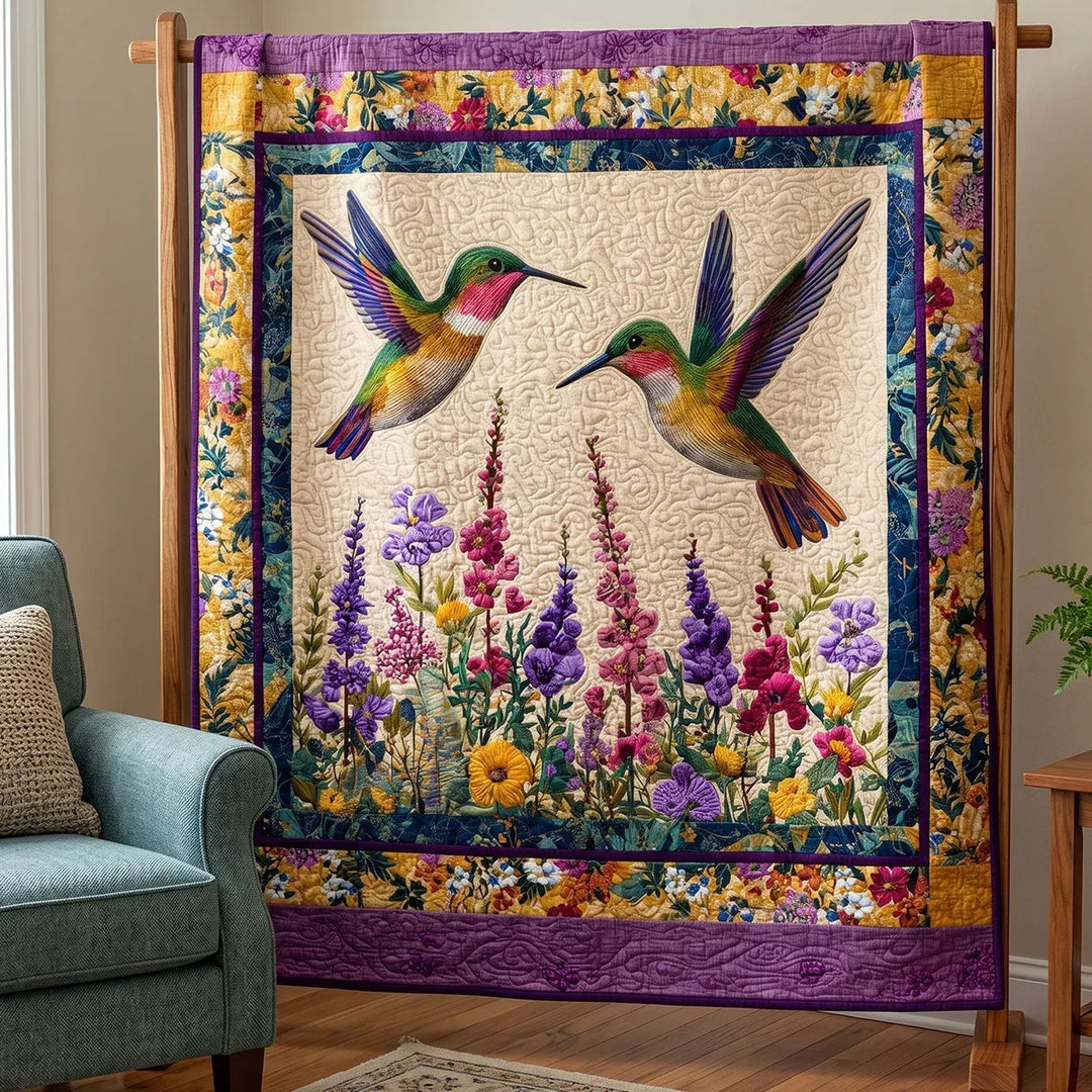 Hummingbird Garden Bamboo Quilt Blanket