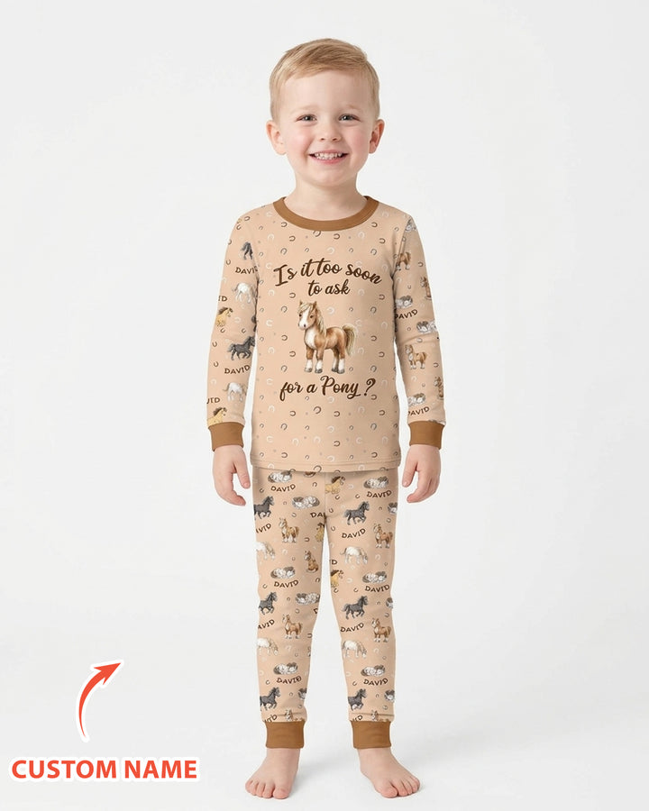 Custom Name Is It Too Soon to Ask for a Pony Bamboo Two Piece Long Sleeve Pajama Set