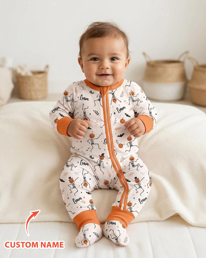 Dancing Pumpkin Skeleton Halloween Bamboo Convertible Zippy