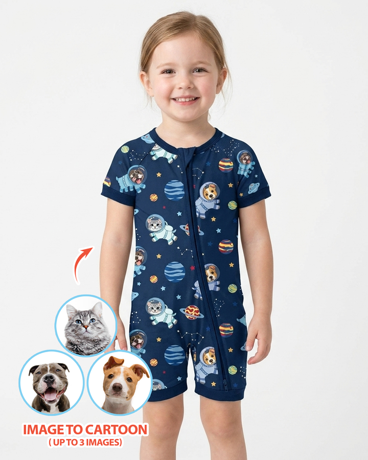 Plantilla PERSONALIZADA de Bambú Pijama Corto con Cremallera