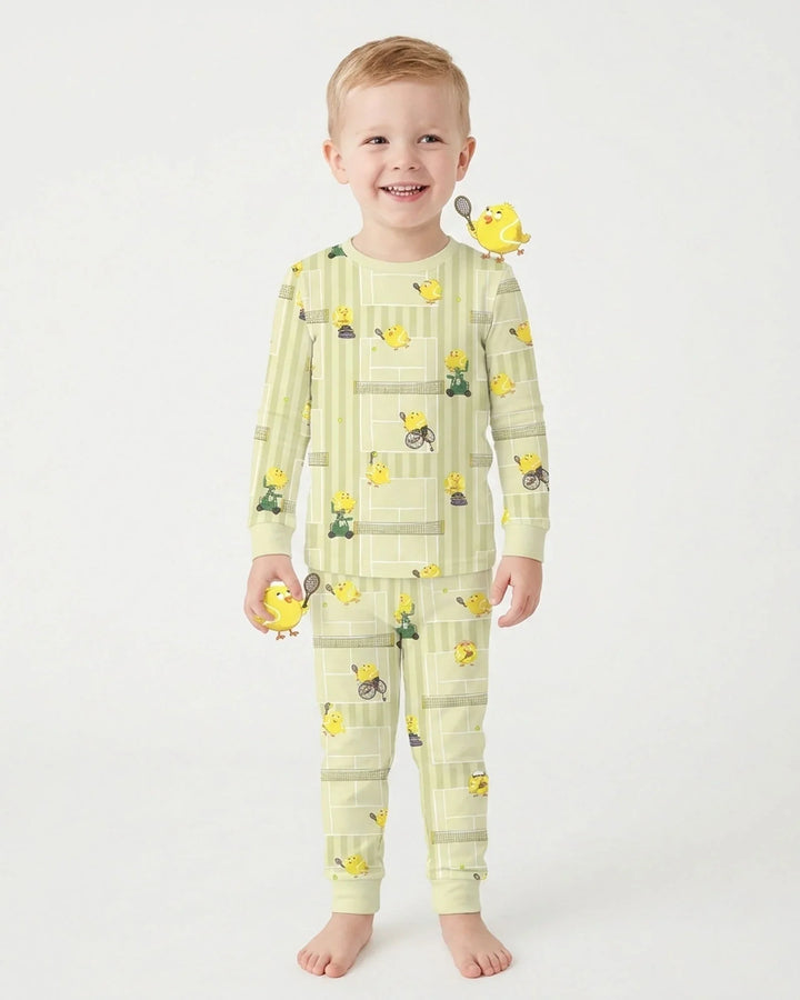 Tennis Bamboo Two Piece Long Sleeve Pajama Set