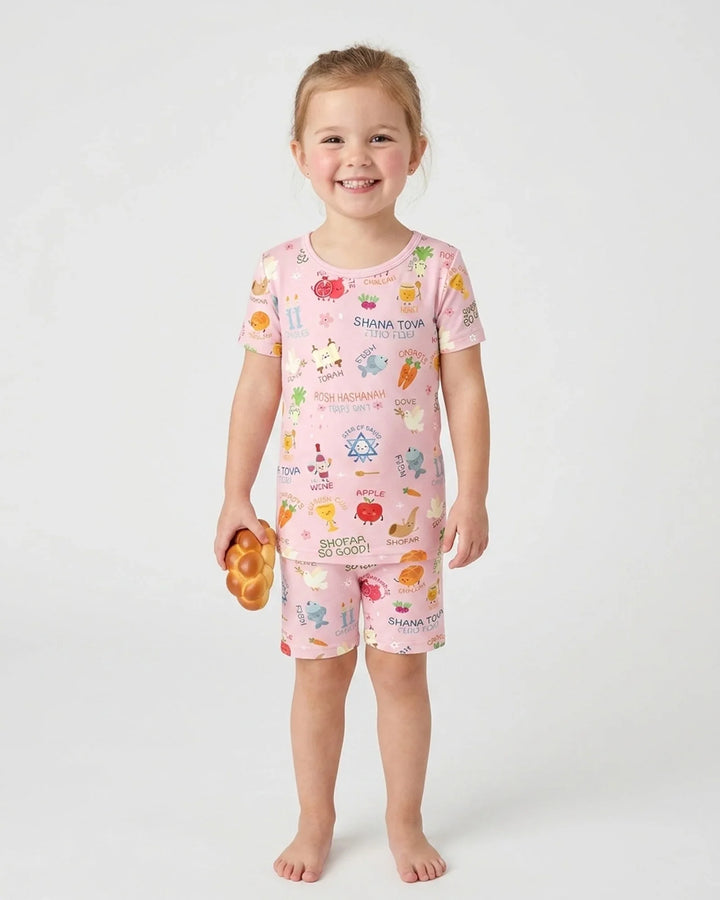 Family Rosh Hashanah Matching Bamboo Two Piece Short Sleeve Shorts Pajama Set