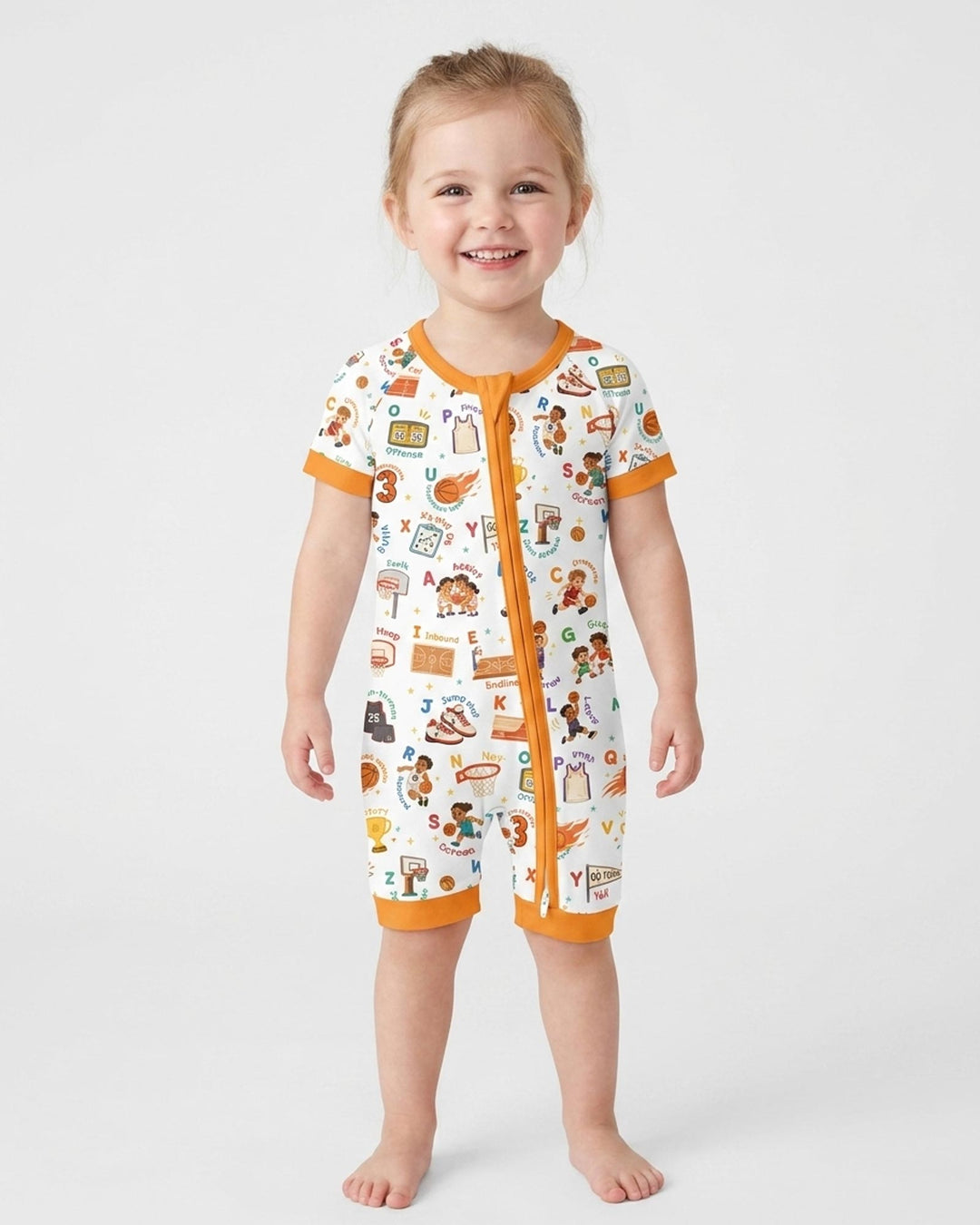 Basketball Alphabet Bamboo Shorty Zippy